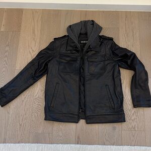 Black leather GUESS jacket